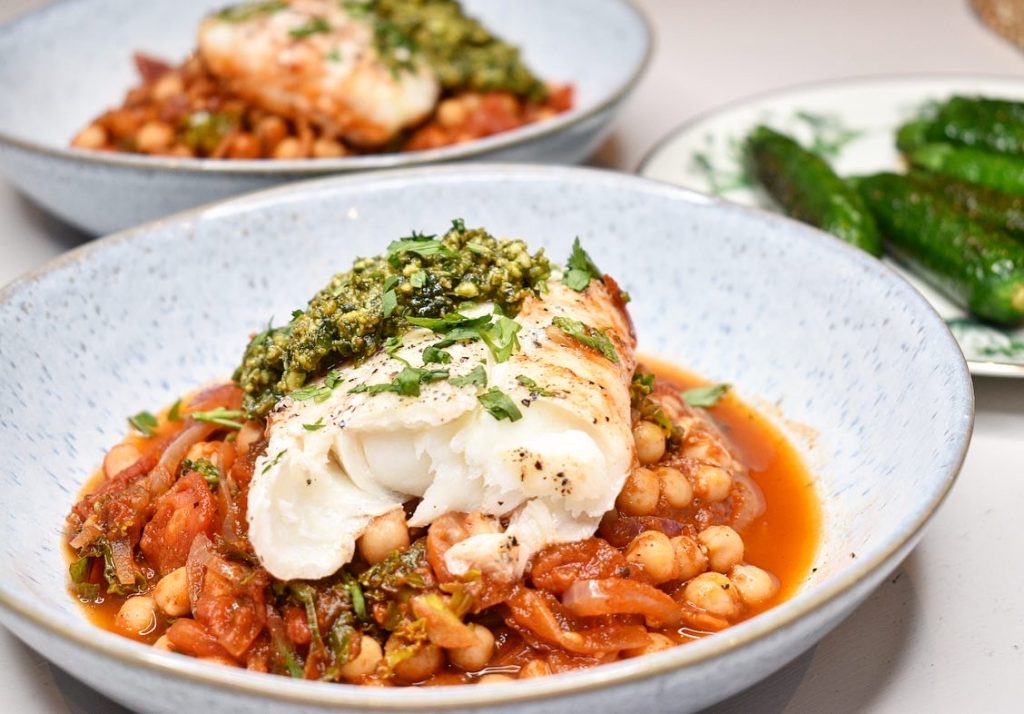 Roasted Haddock with a Smokey Tomato & Chickpea Ragu